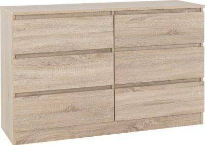 Preview of the first image of MALVERN 6 DRAWER CHEST - SONOMA OAK EFFECT  Assembled Sizes.