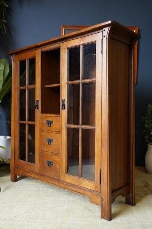 Image 5 of Old Charm Style Solid Oak Dresser Very Heavy Display Cabinet
