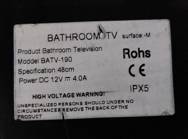Image 2 of Bathroom TV Television - TECH2O BATV-190 19 inch