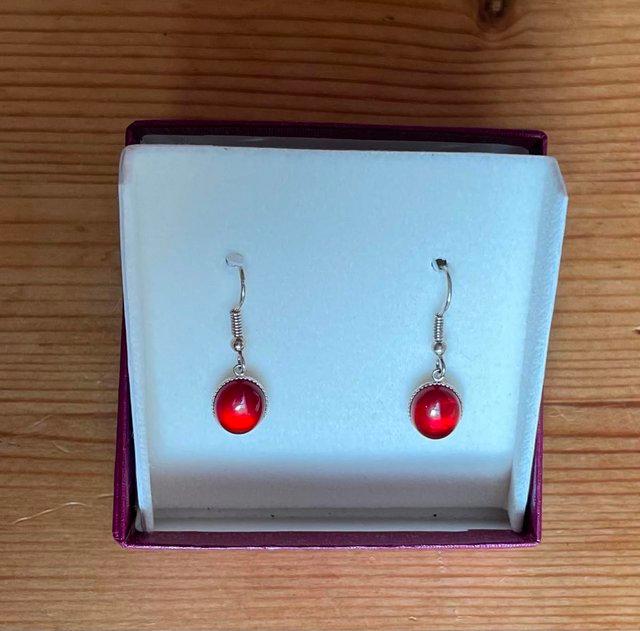 Preview of the first image of BEAUTIFUL NEW EARRINGS WITH HALLMARKED SILVER BACKS.
