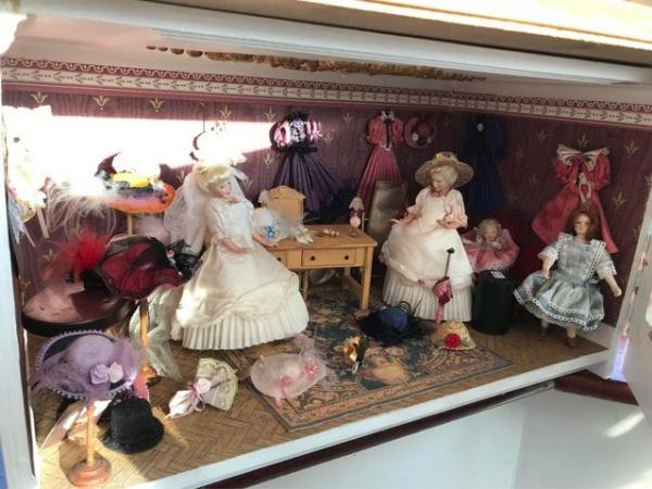 Image 2 of Dolls house dress shop with contents