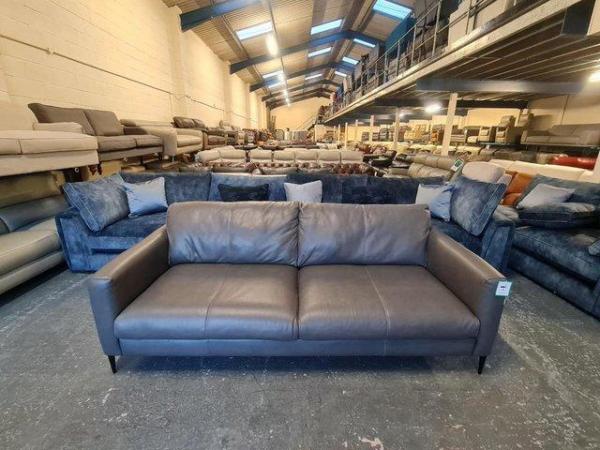 Image 7 of Ex-display Massimo grey leather large 3 seater sofa