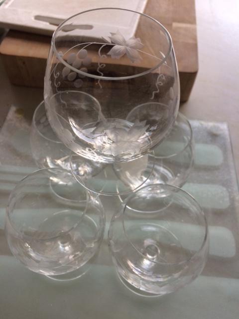 Preview of the first image of Retro Cut Glass  Brandy Glasses x 5.