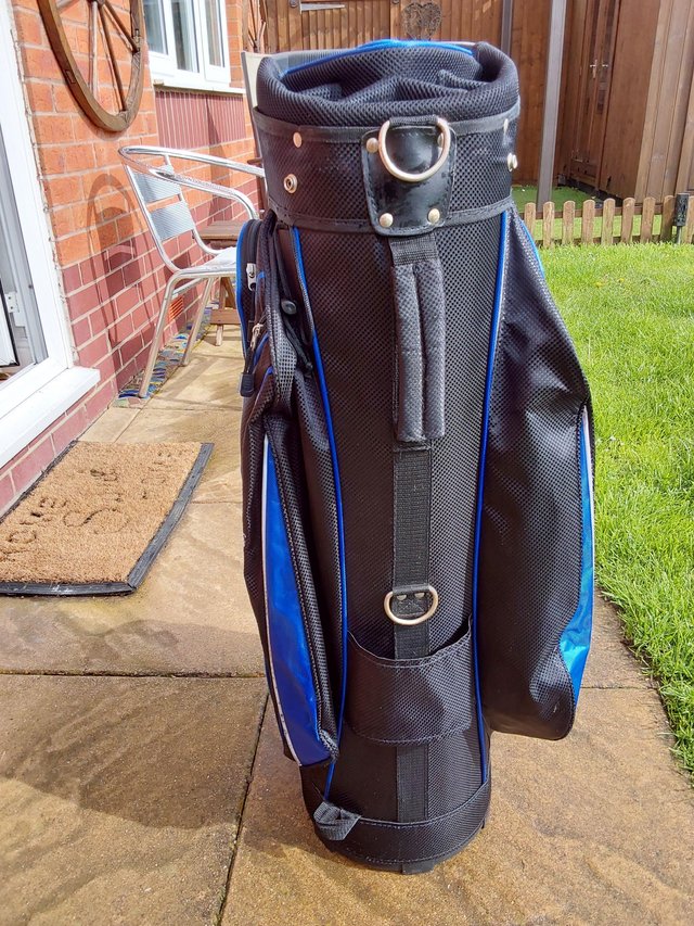 Preview of the first image of Ben sayer golf bag in Black and blue.