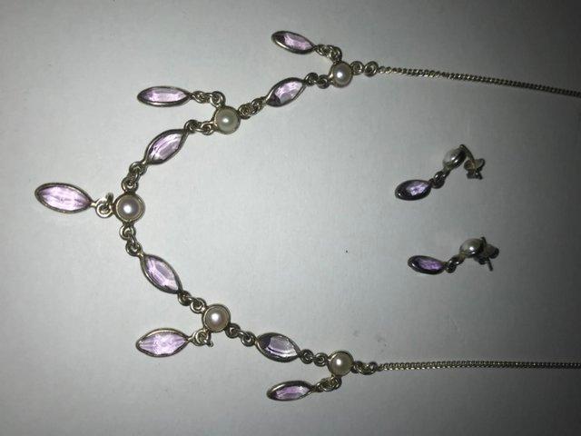 Preview of the first image of Amethyst necklace and earring set.
