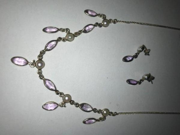 Image 1 of Amethyst necklace and earring set