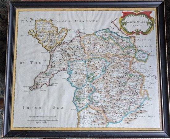 Image 1 of Framed Map of North Wales by Robert Morden circa 1695
