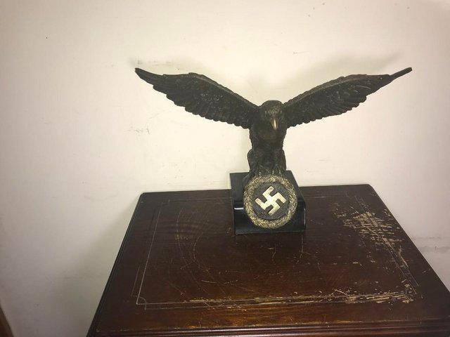 Preview of the first image of German Bronze Eagle 2ww on marble base.