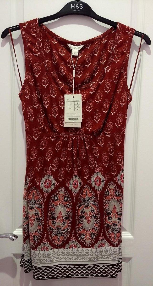 Preview of the first image of Women's Monsoon Sleeveless Tunic Tie Back Summer Top Size 8.