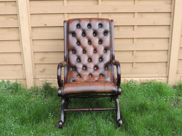 Image 1 of Antique Brown Chesterfield Rocking Chair (UK Delivery)
