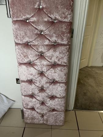 Image 1 of Pink velvet double bed frame