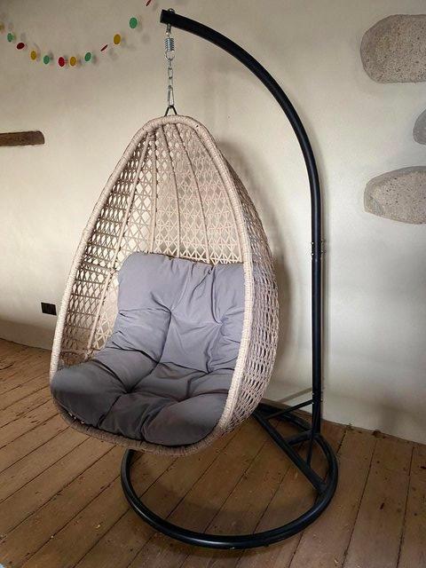 Preview of the first image of Hanging Chair - free-standing in off-white.