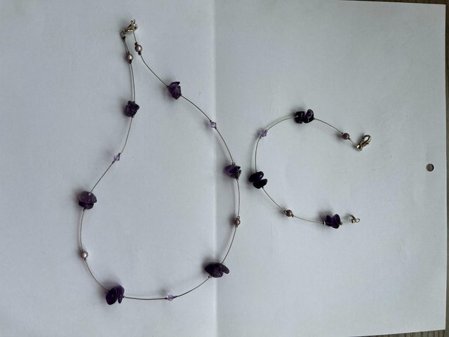 Preview of the first image of Lovely Amethyst Necklace & Bracelet set.