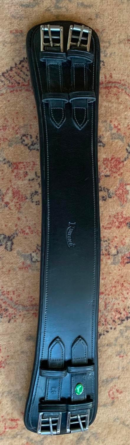 Preview of the first image of RHINEGOLD BLACK LEATHER DRESSAGE GIRTH - Stamped 26".