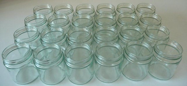 Preview of the first image of 24 Glass Round 240g (12oz) Wider Neck Jam Jars.