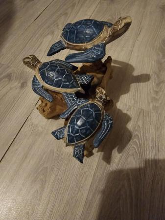 Image 2 of Turtles sculpture hand made wood carved