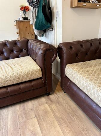 Image 3 of 2 Brown 2 Seater Chesterfield Sofa’s.