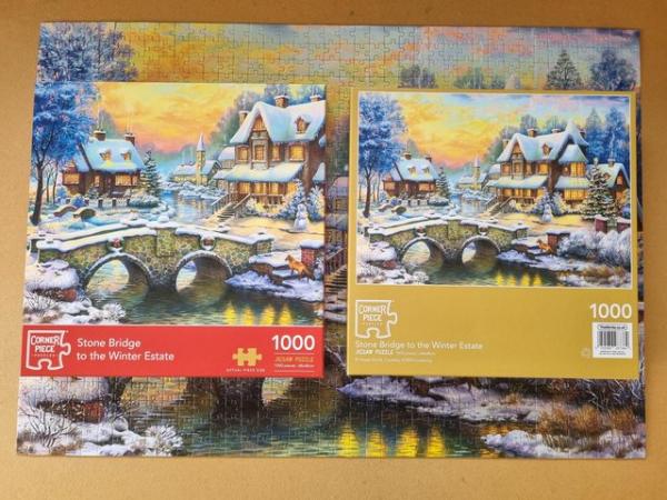 Image 1 of 1000 piece jigsaw called STONE BRIDGE TO THE WINTER ESTATE.