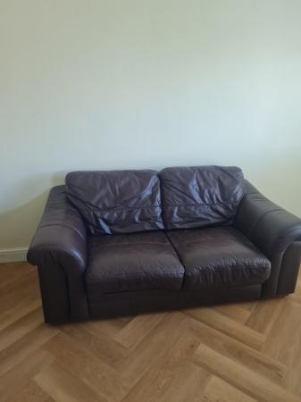 Image 1 of Leather sofa, chocolate brown