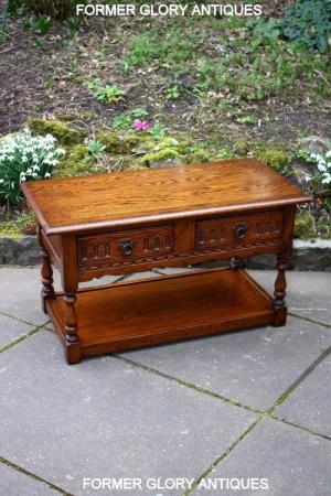 Image 11 of OLD CHARM LIGHT OAK TWO DRAWER COFFEE TABLE TV UNIT STAND