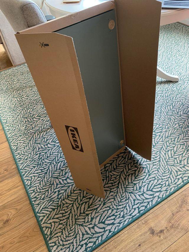 Preview of the first image of IKEA BODARP doors in matt grey-green colour.