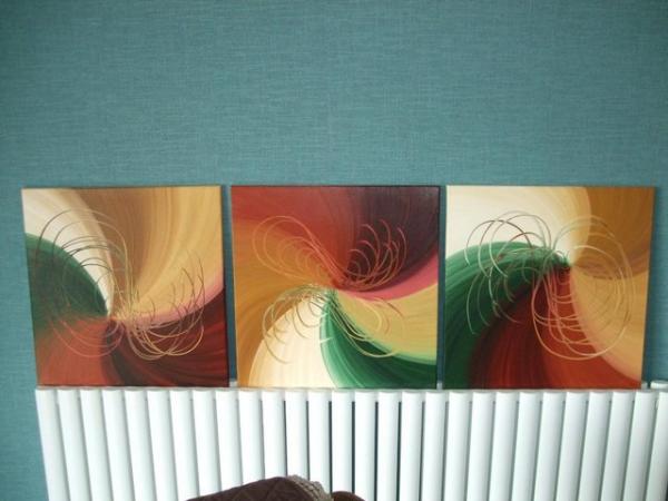 Image 1 of Tryptic Box Frame Original Oil Paintings