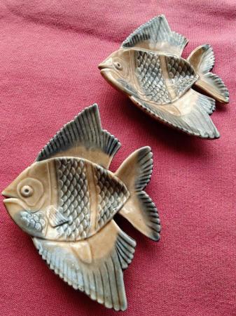 Image 1 of A Pair Of Vintage Wade Porcelain Angel Fish Trinket Dishes