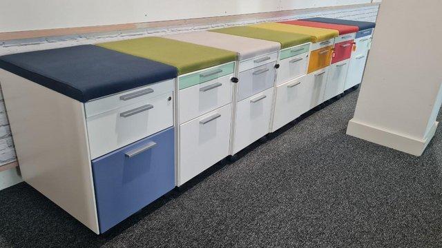 Image 1 of Office contrast white/coloured gloss 3 under desk drawers