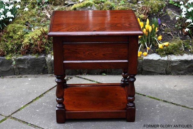 Image 93 of AN OLD CHARM TUDOR BROWN CARVED OAK BEDSIDE PHONE LAMP TABLE