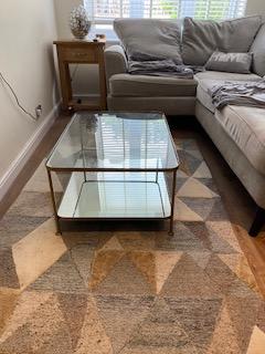 Preview of the first image of Nearly New Antique Brass and glass coffee table.
