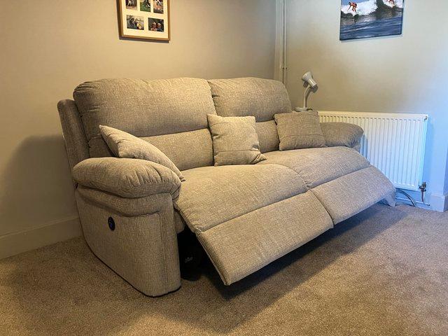 Preview of the first image of Lazyboy Nevada grey 3 seater power recliner.