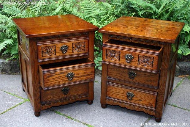 Image 21 of OLD CHARM LIGHT OAK BEDSIDE LAMP TABLES CHESTS OF DRAWERS