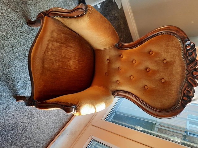 Preview of the first image of High Back Reto Victorian Winged Chair ..