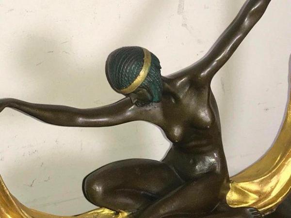 Image 7 of Art Deco “ Dancing With Egyptian “ Bronze & Marble