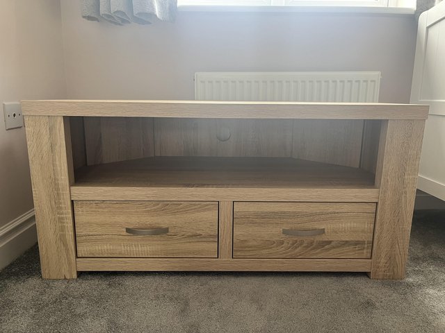 Preview of the first image of Dunelm corner tv unit oak.