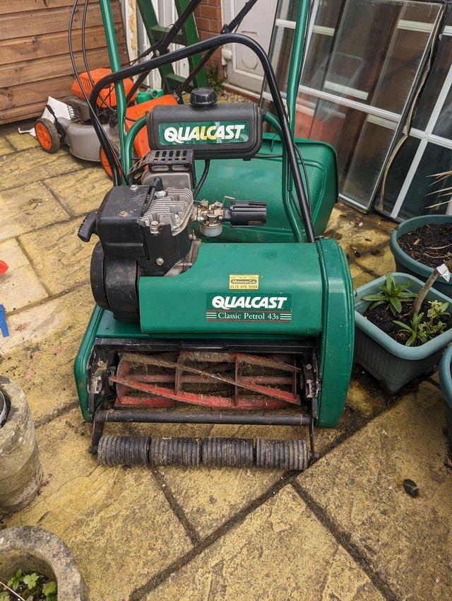 Preview of the first image of Qualcast 43s motor mower. Petrol .17 inch cut..