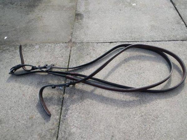 Image 9 of NEW BROWN LEATHER HALF RUBBER DRESSAGE/SHOW REINS 5/8"