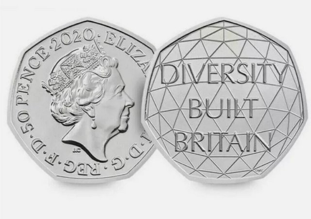 Preview of the first image of Rare 2020 Diversity Built Britain 50p Coin.