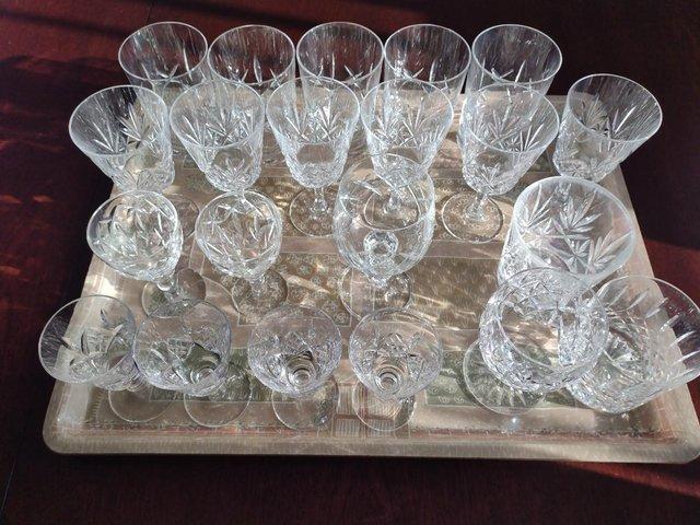 Preview of the first image of Vintage Cut Glass Drinking Glasses.