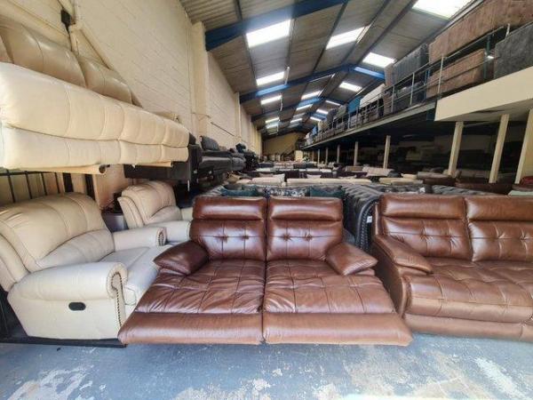 Image 3 of La-z-boy Knoxville brown leather pair of 2 seater sofas