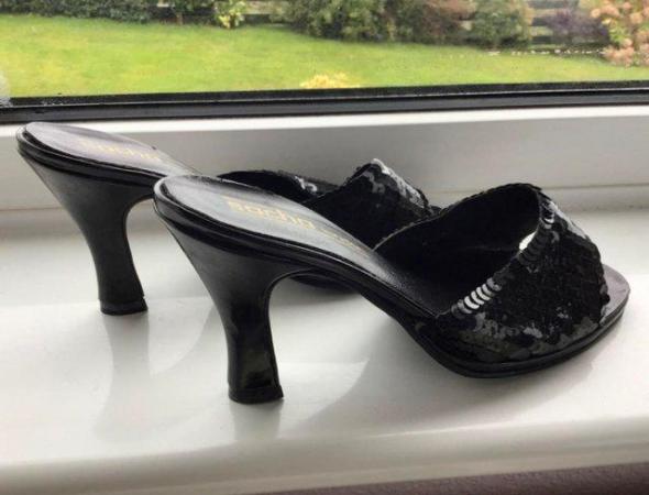 Image 1 of NEW black sequins, high heel, slip on ladies shoes