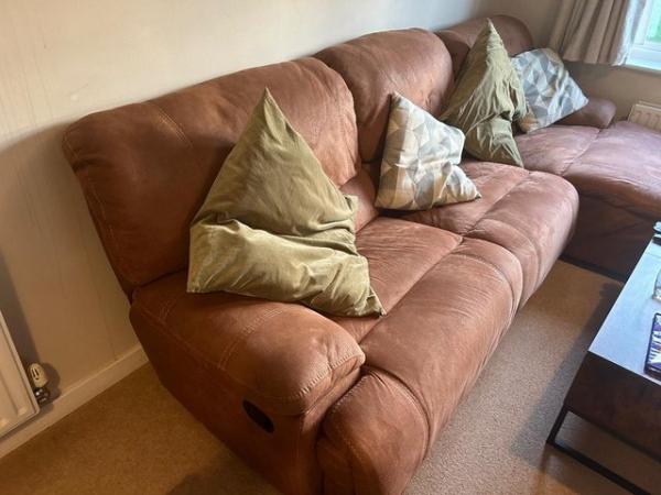 Image 1 of 3 Seater Sofa with chaise longue AND recliner seat