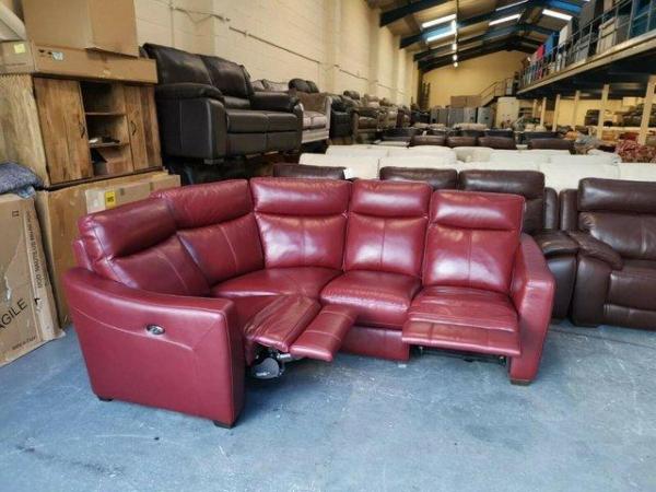 Image 9 of Midi berry red leather electric recliner corner sofa
