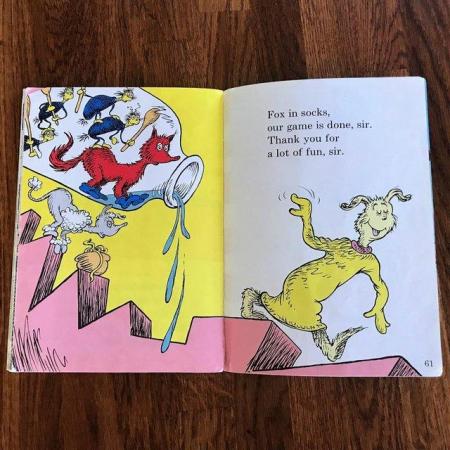 Image 3 of Fox In Socks, Dr. Seuss, Green Back book, paperback, 61 pgs