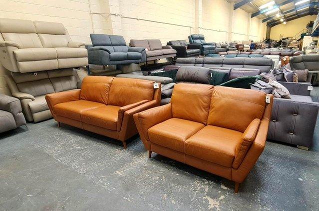 Image 5 of Fellini Alaska Brittany tan leather 3+2 seater sofas