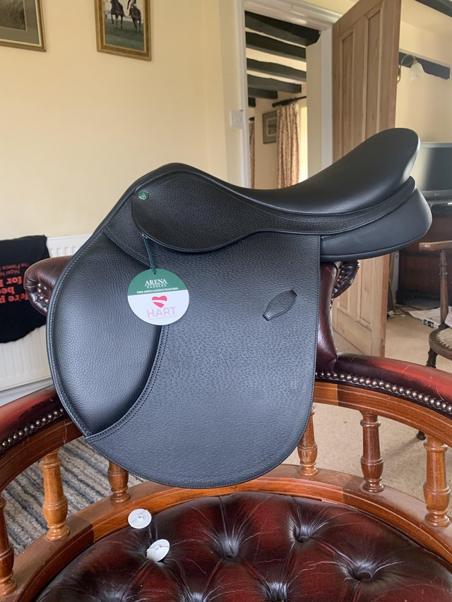 Preview of the first image of Brand New Arena Jump Saddle Black adjustable.