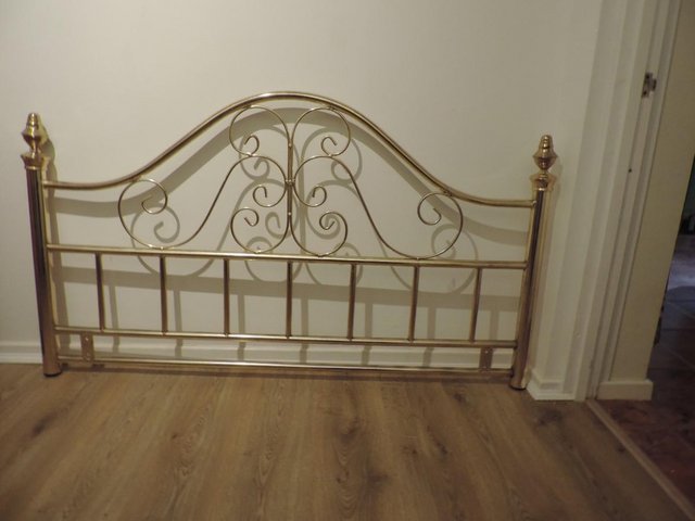 Preview of the first image of Antique Edwradian Style Kingsize Brass Headboard..