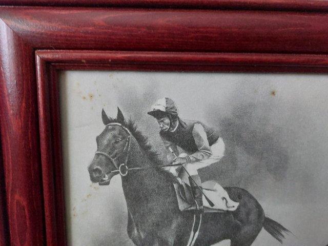 Preview of the first image of Framed picture of Lester Piggott by Steve Mac.