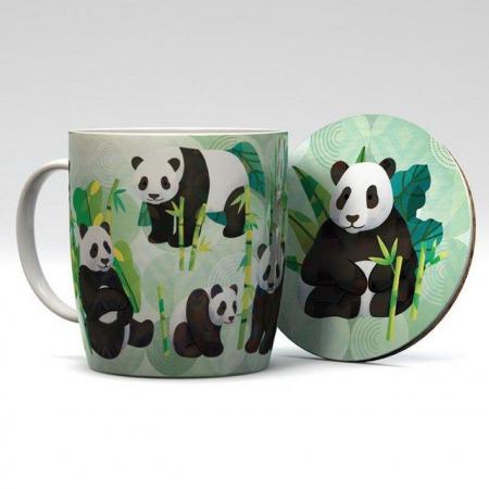 Image 1 of Porcelain Mug & Coaster Set - Panda Kingdom. Free uk Postage