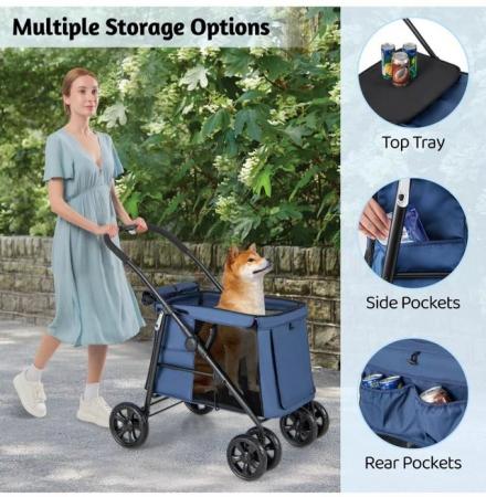 Image 2 of Dog Stroller Foldable with pockets & skylight.
